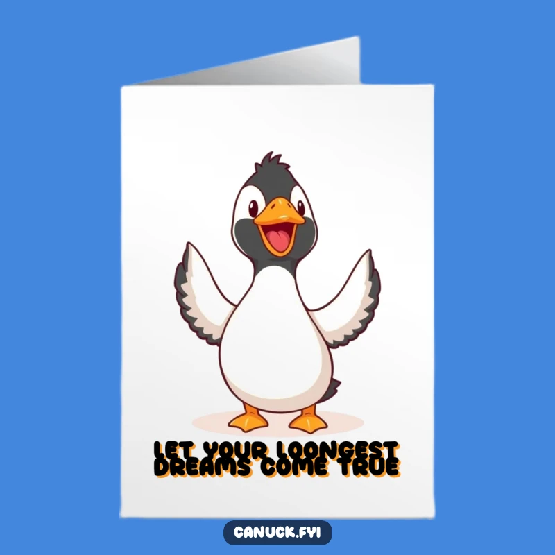 Free Printable Birthday Card: Joyful Loon Singing Funny Downloadable Gift for Him or Her
