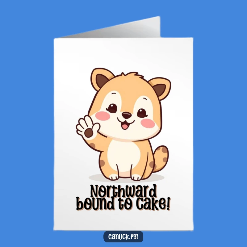 Free Printable Birthday Card: Friendly Animal Waves North - Funny Downloadable Gift Idea
