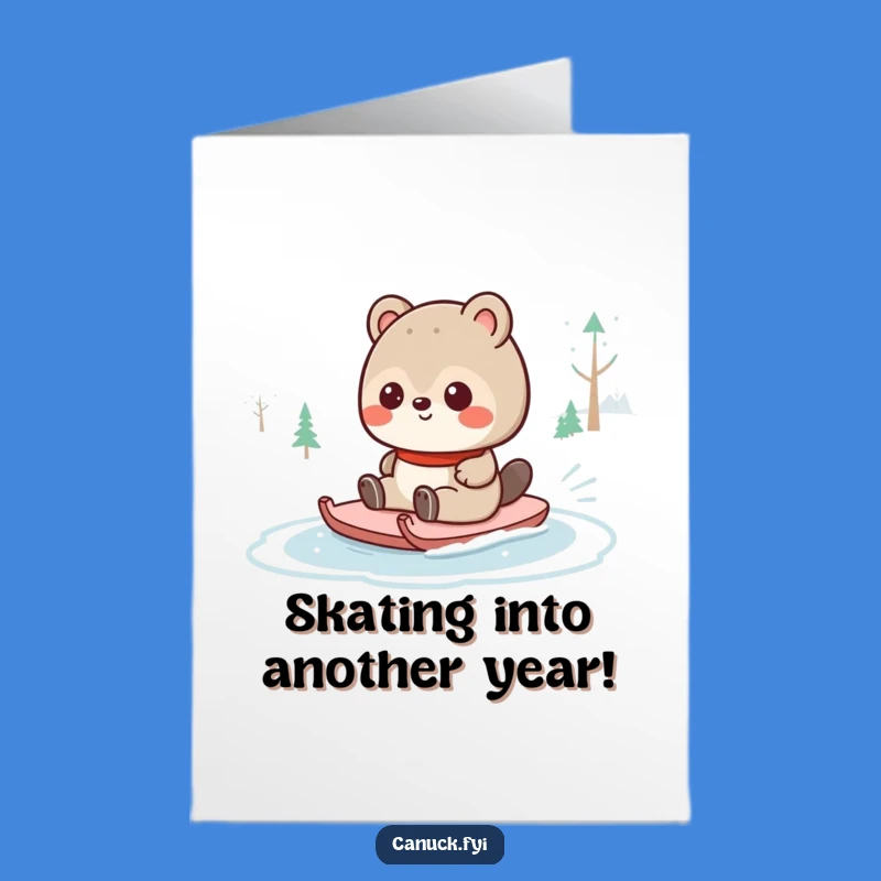 Free Printable Birthday Card: Funny Canadian Beaver Slides into Fun!