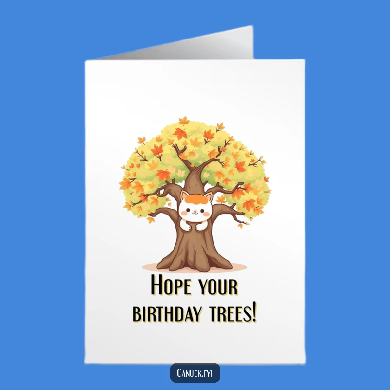 Warm Free Printable Birthday Card: Maple Tree Animal Hug - Downloadable & Print at Home Joy!