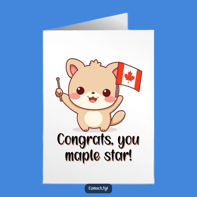 Free Printable Congrats Card: Animal Waves Maple Flag - Funny Downloadable