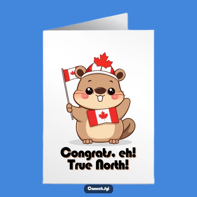 Free Printable Congrats Card: Canadian Beaver - Celebrate Big with a Funny Downloadable Gift!