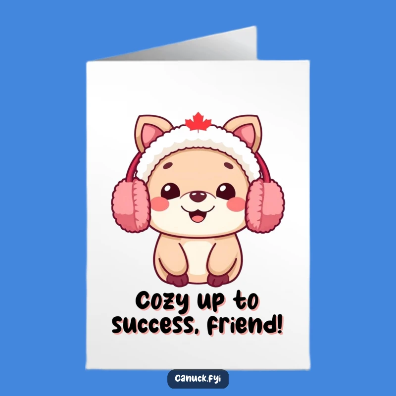 Free Printable Congrats Card: Cozy Canadian Animal Cheers Your Success