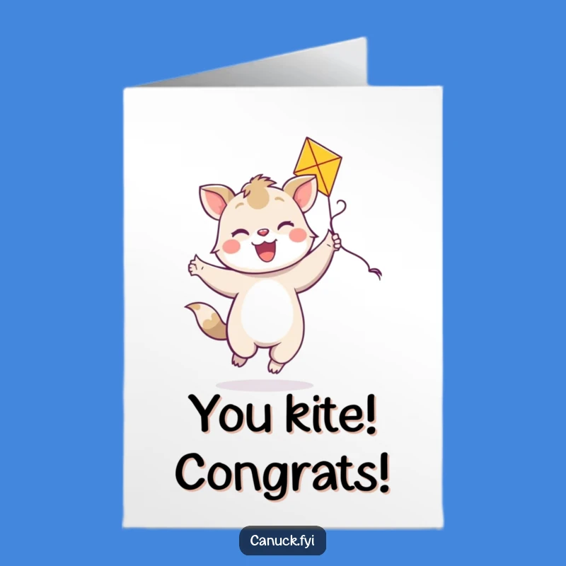 Free Printable Congrats Card: Dancing Animal & Kite, Joyful Downloadable Gift!