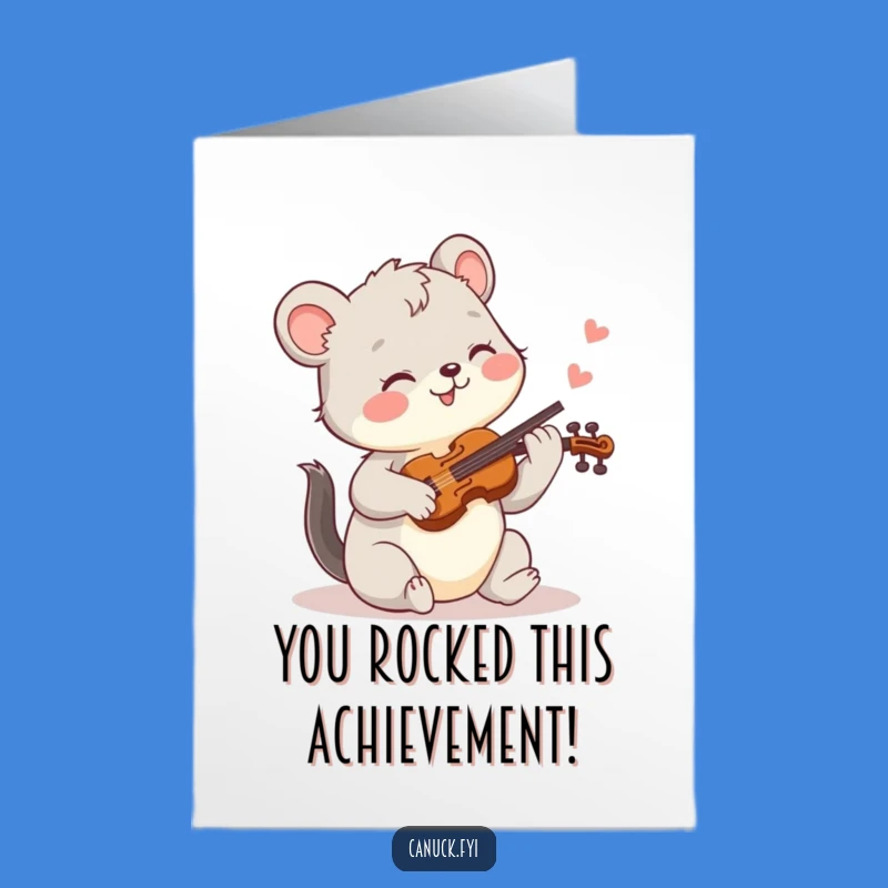 Free Printable Congrats Card: Fiddling Animal Success - Humorous DIY Downloadable Gift
