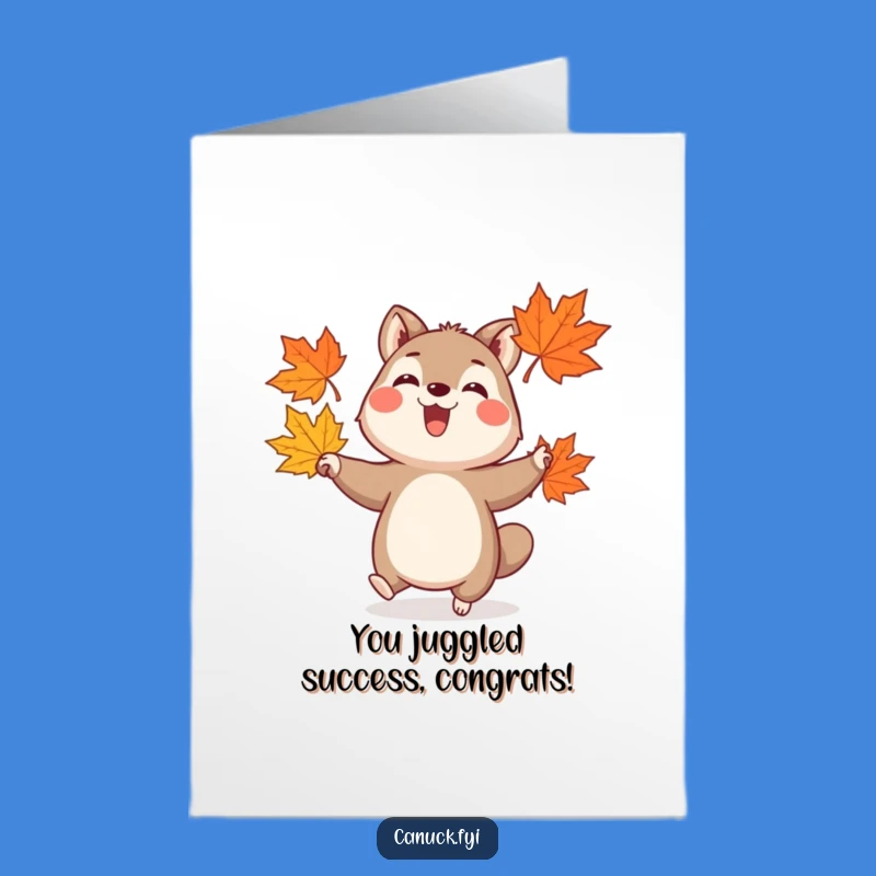 Free Printable Congrats Card: Juggling Leaves Animal, Celebratory DIY Downloadable Gift!