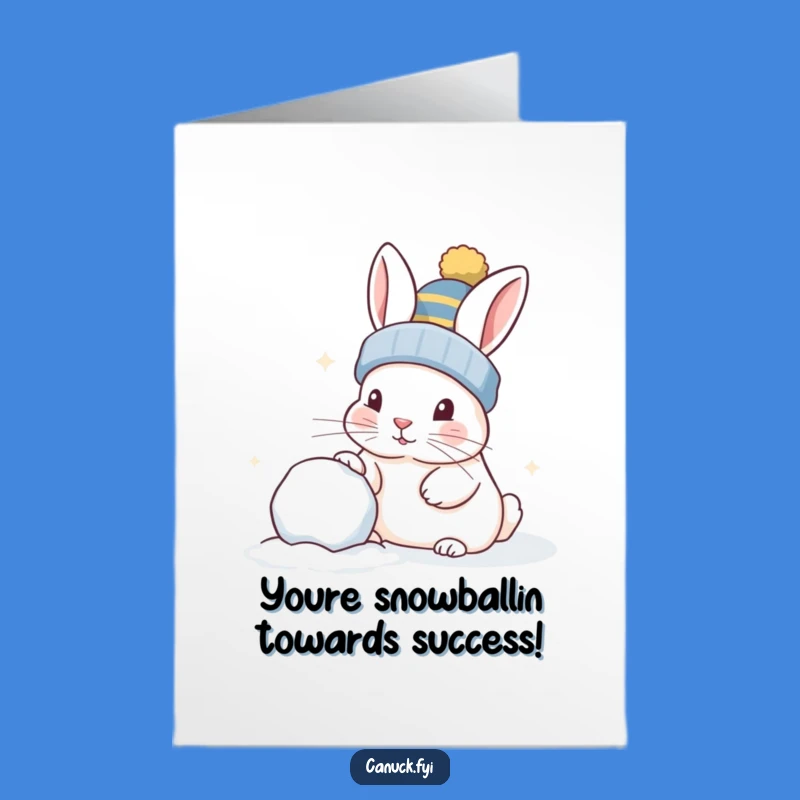 Free Printable Congratulations Card: Humorous Rabbit Snowball Nudge Congrats Downloadable
