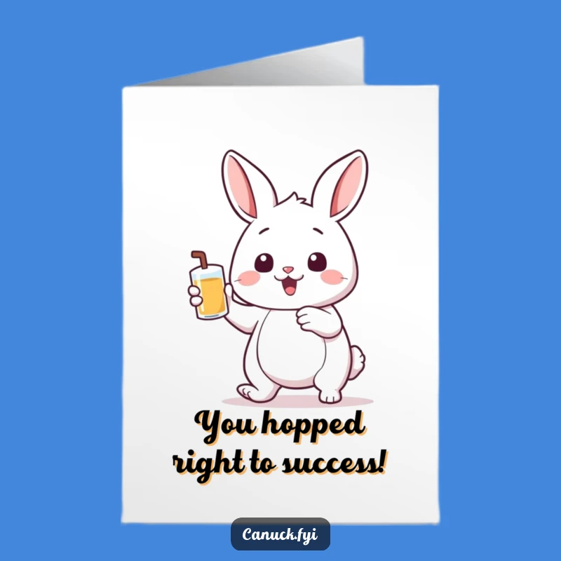 Free Printable Rabbit Congratulations Card: Funny Bunny Drinker Downloadable Greeting