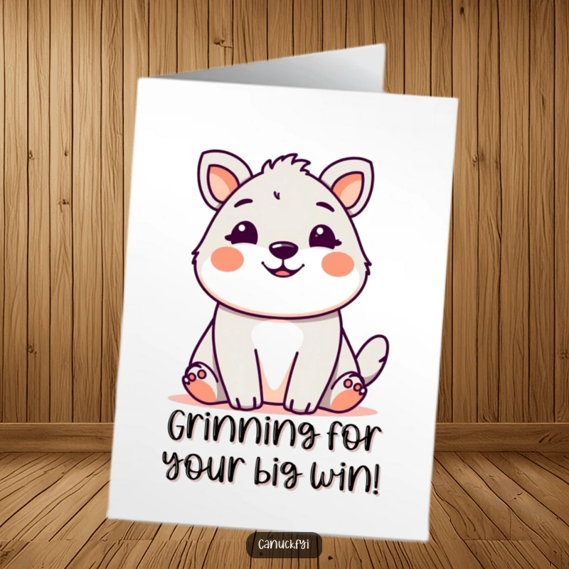 Funny Free Printable Congratulations Card featuring a cute animal with a wide, welcoming grin, a great downloadable gift.