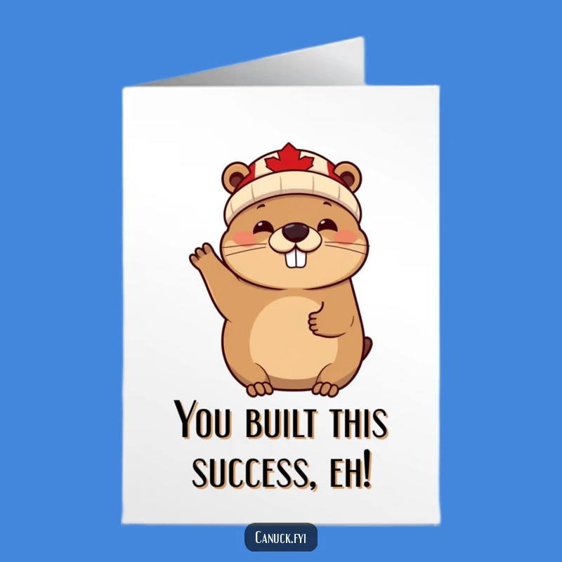 Free Printable Congrats Card: Beaver Waves Enthusiastic Congrats!