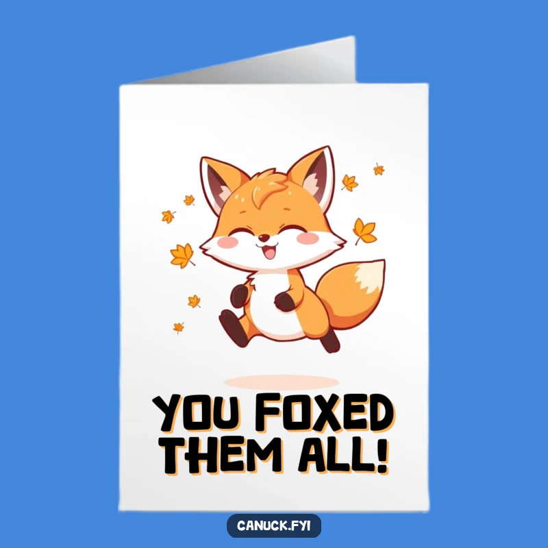 Free Printable Congrats Card: Fox Leaps for Joy to Celebrate Your Success