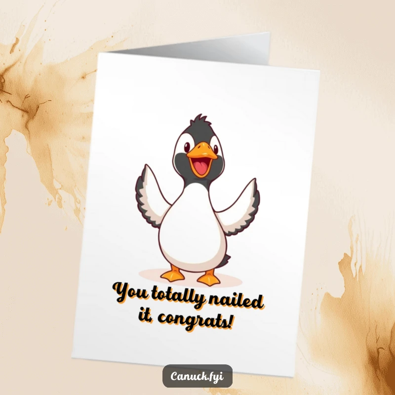Funny Free Printable Congratulations Card: A triumphant loon throws its head back in a joyous, celebratory call.