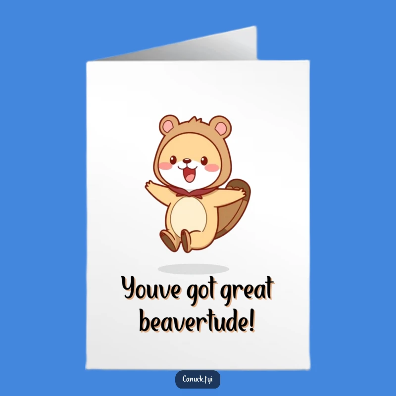 Free Printable Congrats Card: Beaver Tail Animal Funny Achievement Card Download