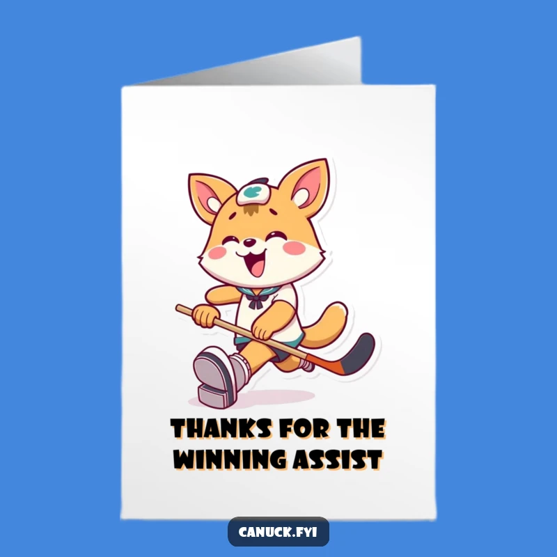 Free Printable Animal Thank You Card - Playful Hockey Downloadable Gift