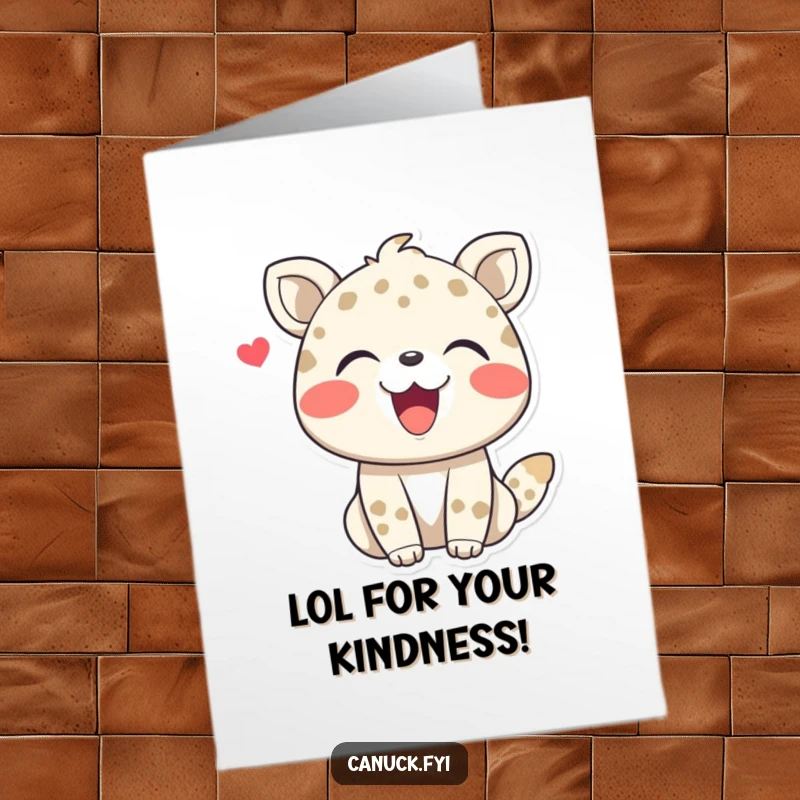 Funny Free Printable Thank You Card: Joyful animal sharing a hearty, friendly laugh, expressing thanks with genuine warmth and happiness.