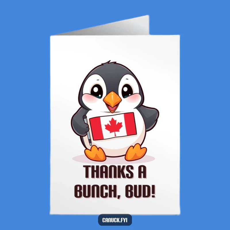 Free Printable Puffin Thank You Card: Humorous Canadian Bird Says Thanks!