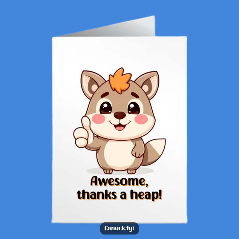 Free Printable Thank You Card: Canadian Animal's Grateful Thumbs Up!