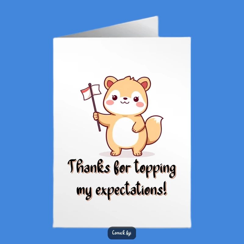 Free Printable Thank You Card: Proud Animal Flag Bearer Funny Gratitude Download