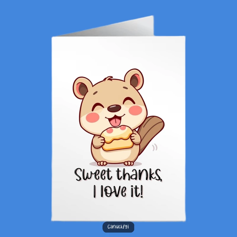 Free Printable Thank You Card: Animal & Beaver Tail Pastry, Funny Downloadable Gift