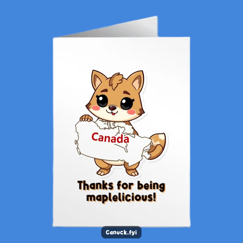 Free Printable Thank You Card: Confident Animal with Canada Map for Grateful Thanks