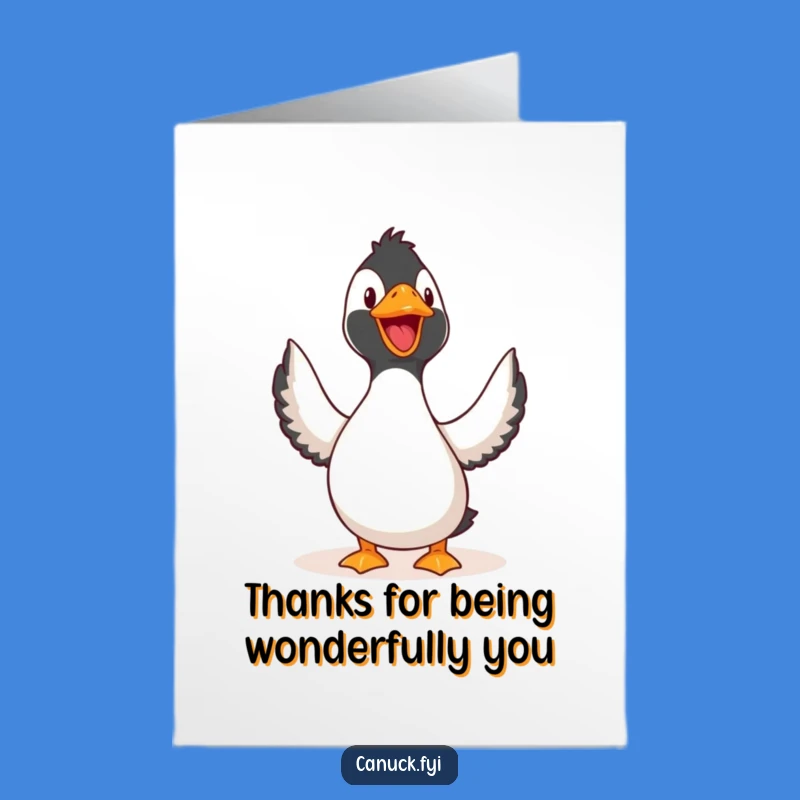 Free Printable Thank You Card: Grateful Loon Expressing Thanks Funny Downloadable Gift Idea
