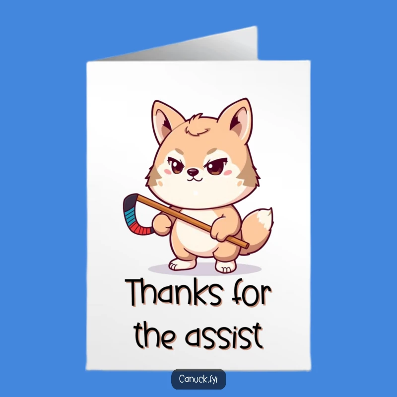 Free Printable Hockey Thank You Card: Determined Animal Pal Funny Downloadable Gift