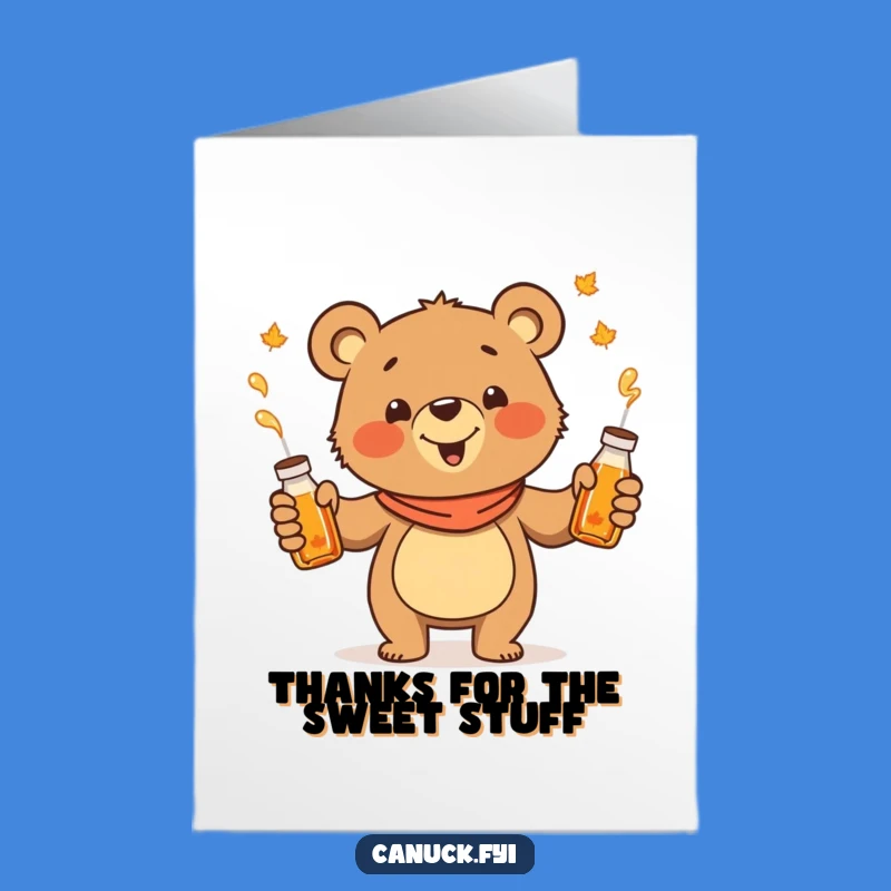 Free Printable Thank You Card: Bear's Syrup Gratitude - Downloadable Sweet Thanks