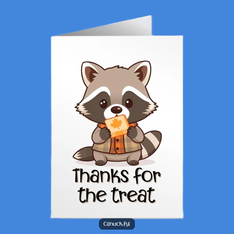 Free Printable Thank You Card: Raccoon Lumberjack, Sweet Maple Candy Downloadable Gift!