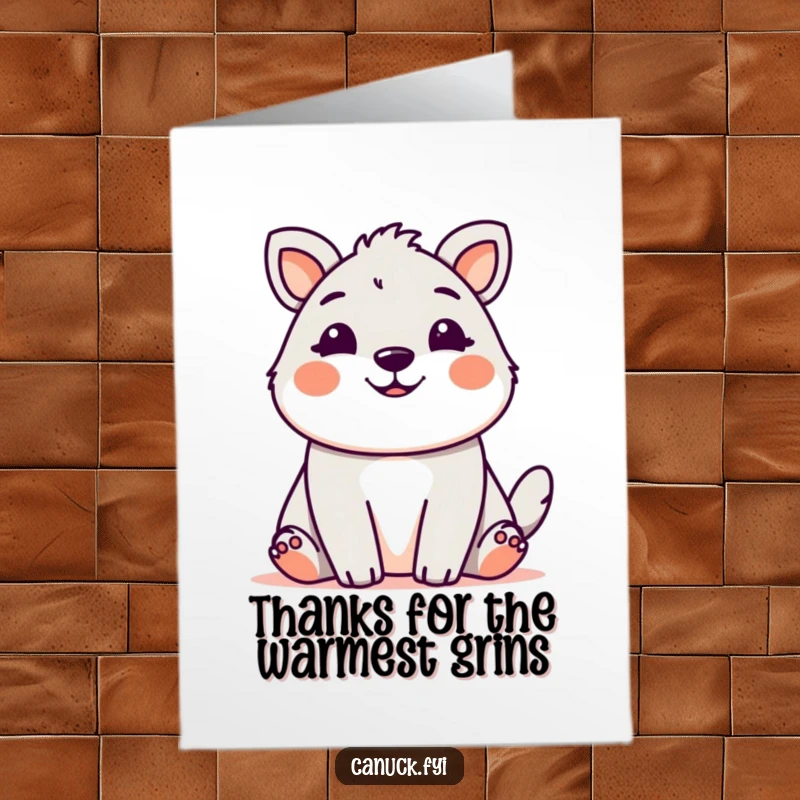 Funny Free Printable Thank You Card: A cute animal offers a big, friendly, welcoming grin, a sweet downloadable thank you.