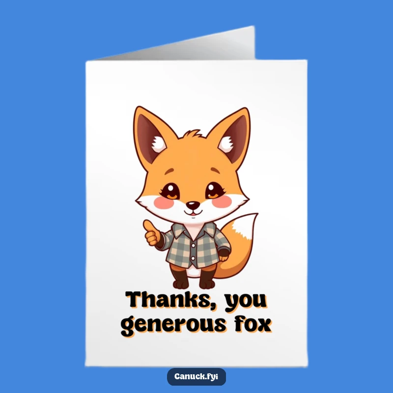 Free Printable Fox Thank You Card: Playful Plaid Pal Funny Downloadable Gift