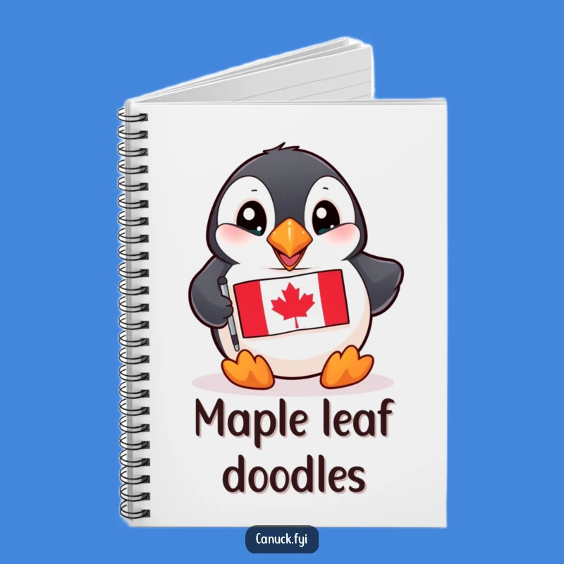 Funny Puffin Notebook: Playful Bird with Canadian Flag - Journal Gift