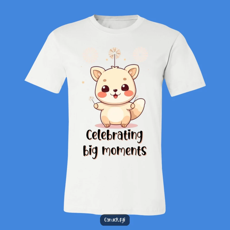 Funny Animal Fireworks Celebration T-Shirt - Cheerful Party Tee
