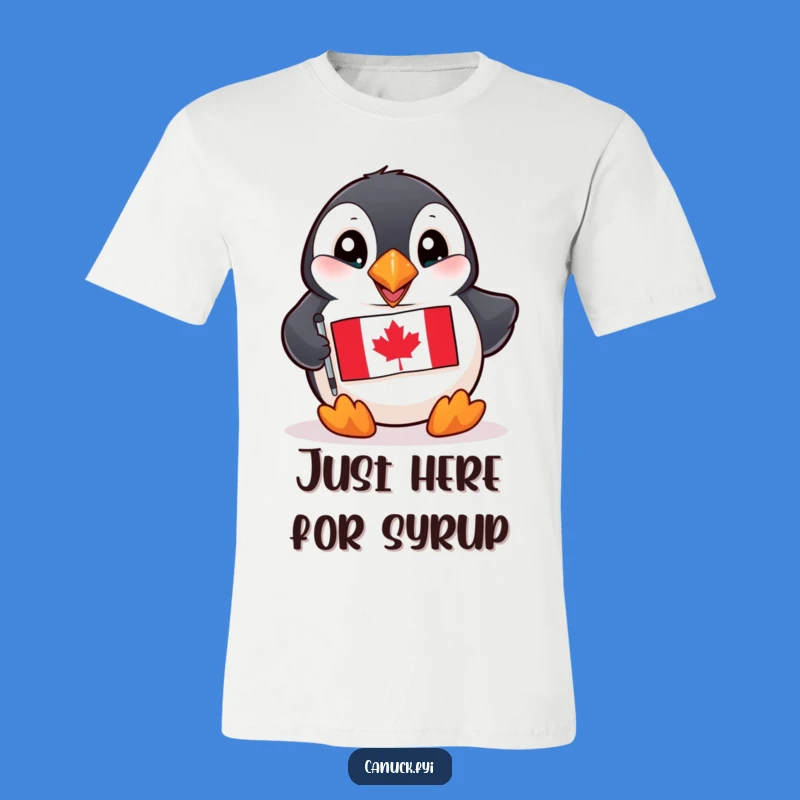 Funny Puffin T-Shirt: Playful Bird with Canadian Flag - Hilarious Gift Idea