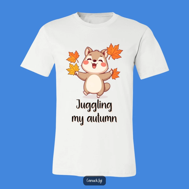 Funny Joyful Juggler Animal T-Shirt - Autumn Leaf Tee