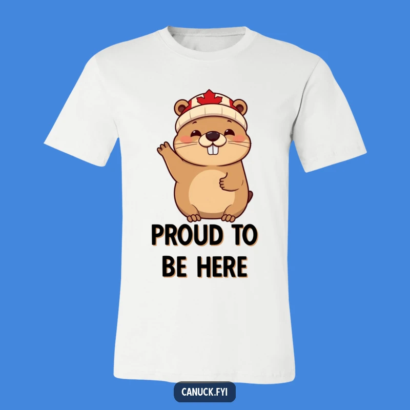 Funny Beaver T-Shirt: Cheerful Canadian Animal Tee for Fun Vibes!