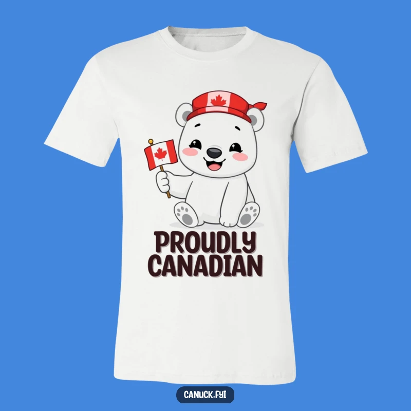 Funny Polar Bear T-Shirt: Canadian Flag Proud - Patriotic Animal Tee