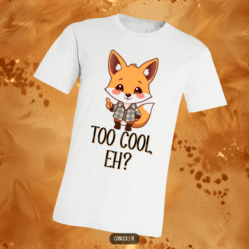 Funny t-shirt with a playful fox in a plaid shirt giving a friendly nod, stylish and funny gift.