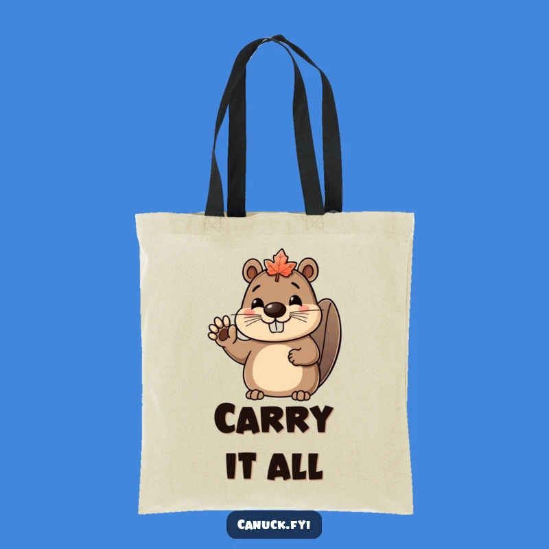 Funny Beaver Maple Leaf Tote Bag: Carry Canadian Fun Everywhere