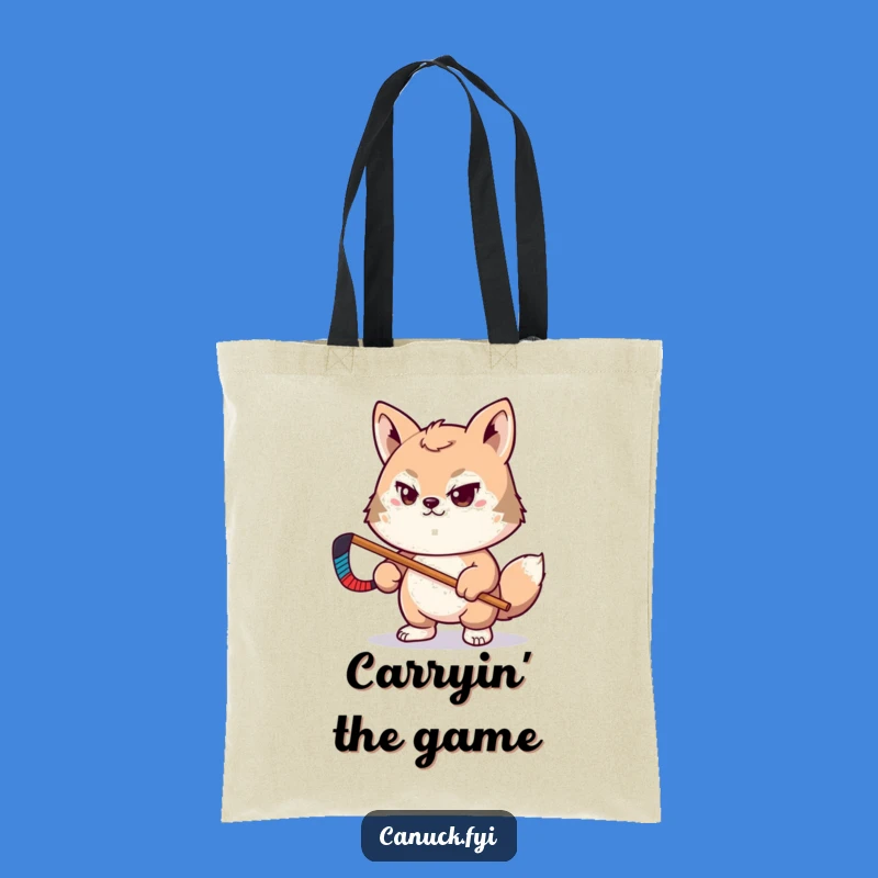 Funny Hockey Tote Bag - Determined Animal Pal, Carry Your Gear Gift