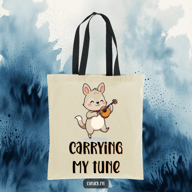 Funny animal fiddle tote bag, perfect for carrying music accessories and expressing a love for jigs.
