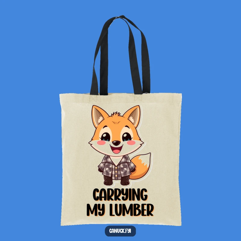 Funny Lumberjack Fox Tote Bag: Playful Flannel Carryall Gift
