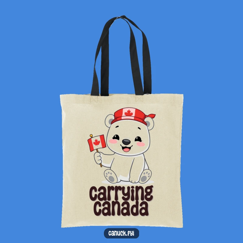 Funny Polar Bear Tote Bag: Canadian Flag Pride - Chic Accessory