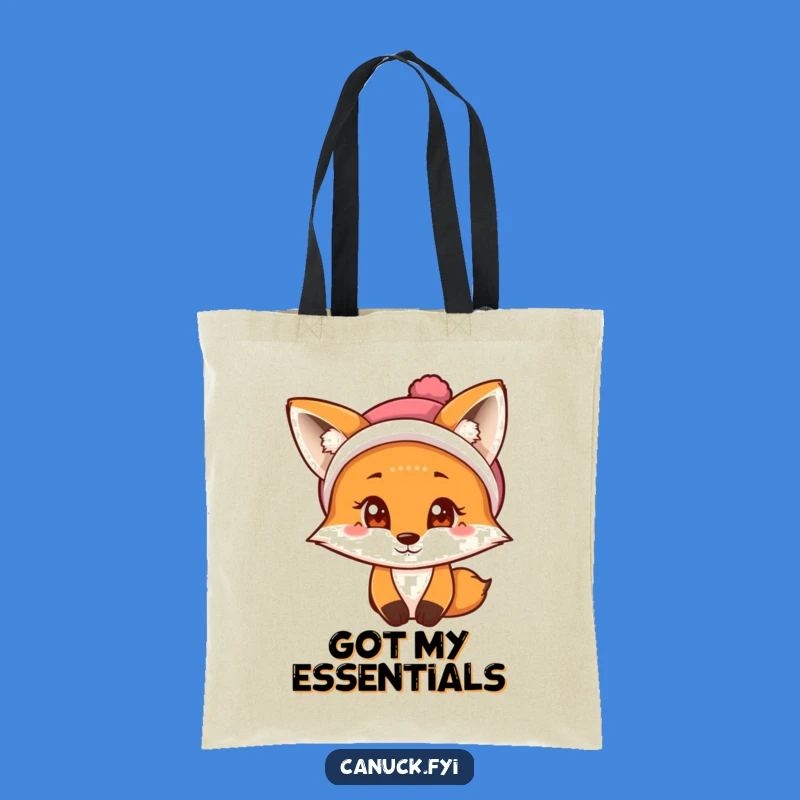 Funny Fox Tote Bag: Curious Tuque Fox - Stylish Winter Accessory