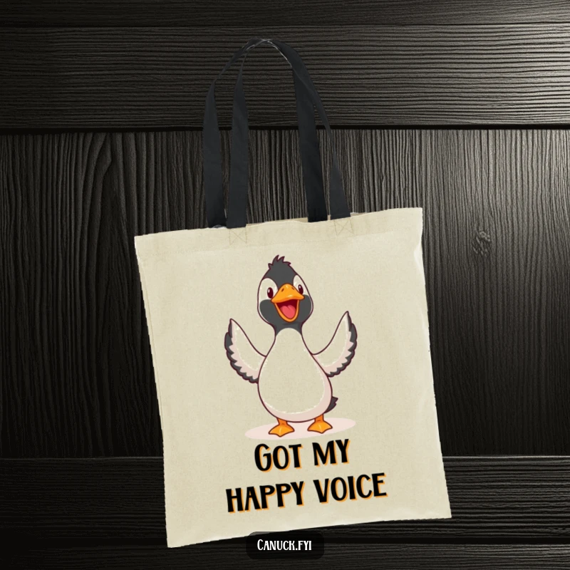 Funny Tote Bag: A happy loon joyfully singing, depicted on a practical tote for a dose of humor on the go.