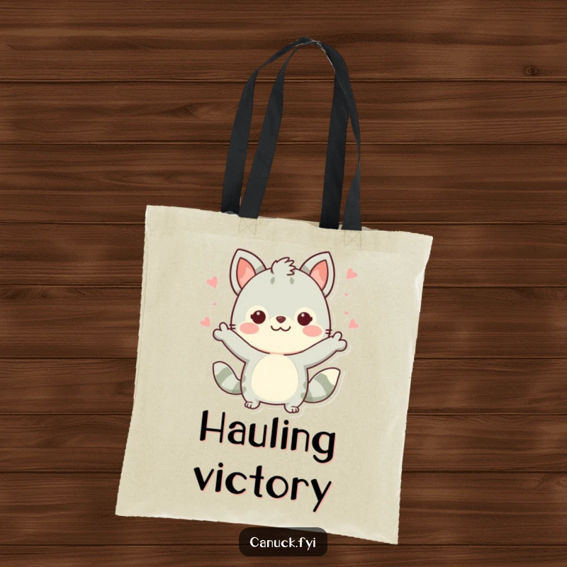 Funny Cute Dog Tote Bag: A cute dog character doing a celebratory gesture, great for carrying essentials with humor, a funny gift.