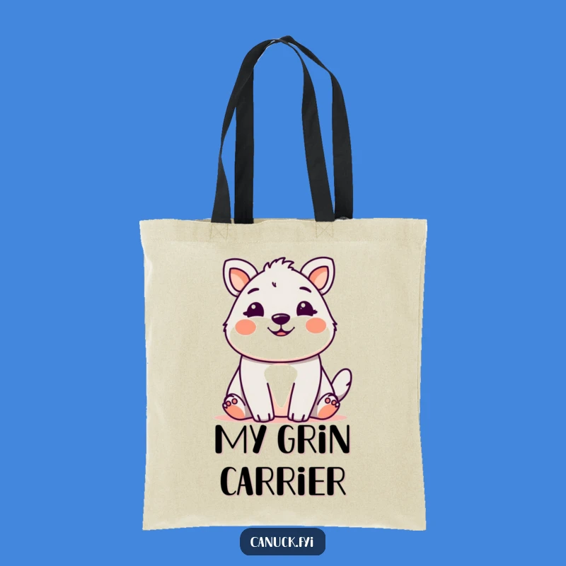 Funny Cute Animal Grin Tote Bag: Carry Your Cheer Everywhere